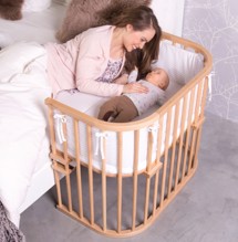 Bedside Crib Maxi, Bøg Lakeret med barn - Babybay
